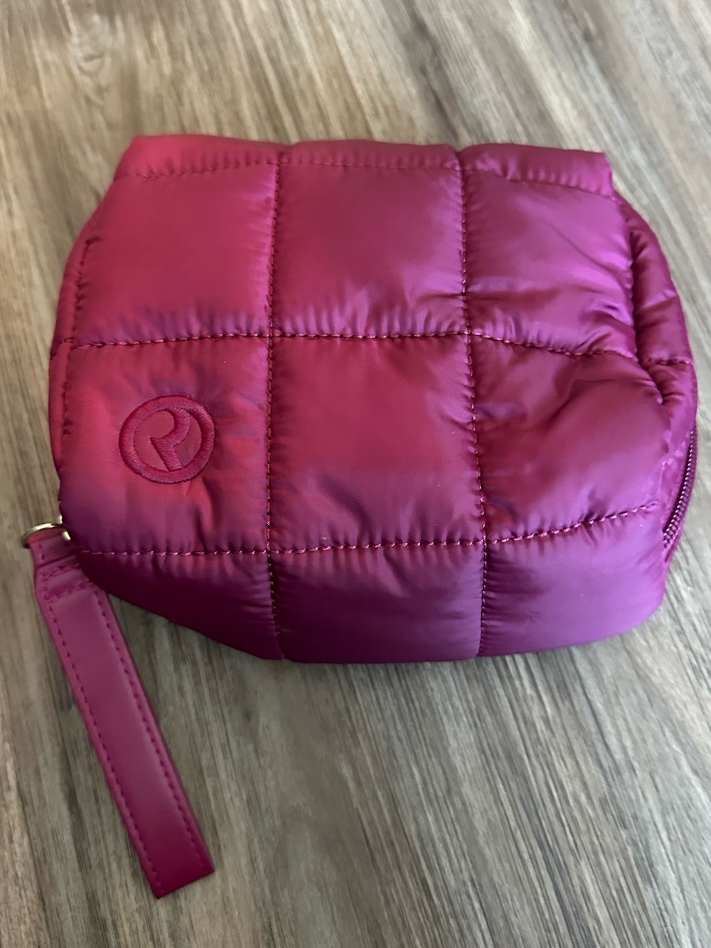 Rare Beauty Quilted Fuchsia Cosmetic Pouch with Wrist Strap